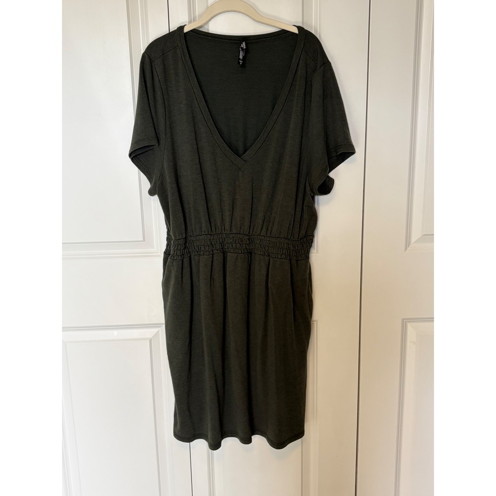 Torrid Sleep Womens Plus Size 3 Olive Green Smocked Waist V-Neck Nightgown